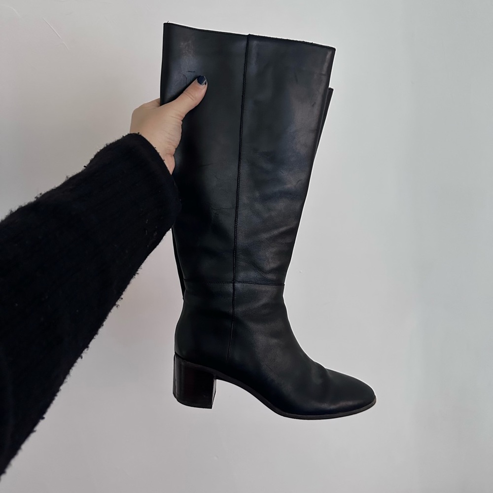 Leather knee high boots